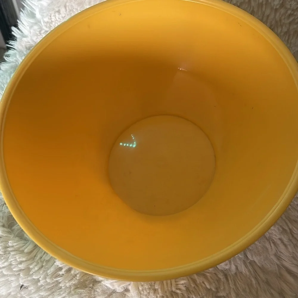 Yellow  bowl not new but never used just stored away made of plastic